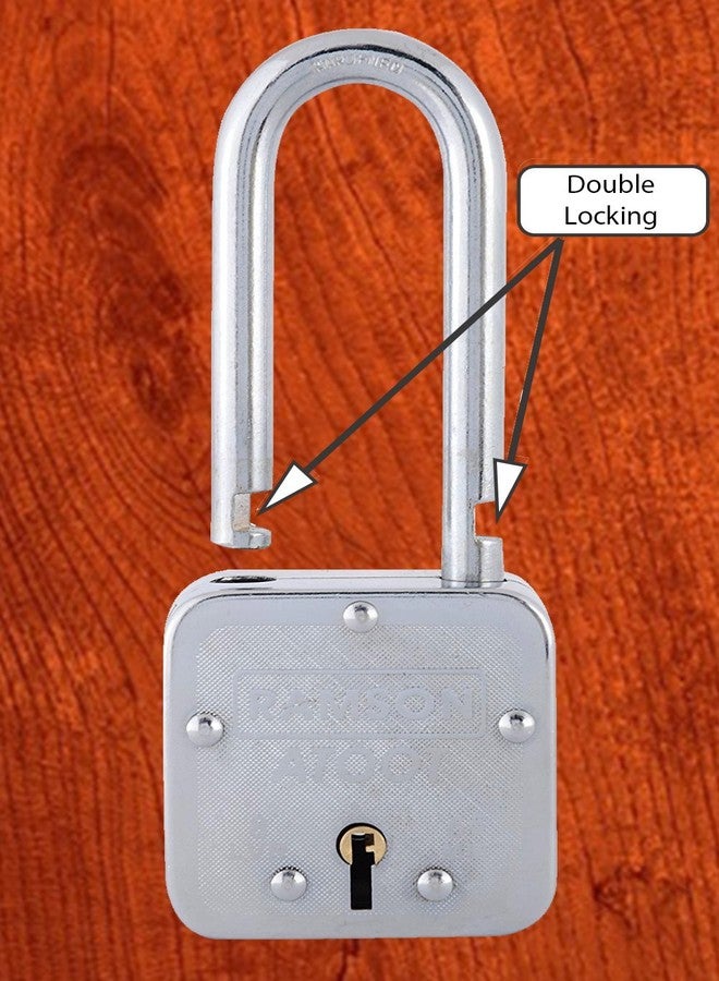 Ramson Steel Finish Atoot 8 Levers Hardened Long Shackle Lock with 3 Keys (65 Mm, Silver) - Image 2